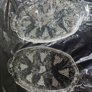 Grape Cluster Glass Serving Trays 2 pieces